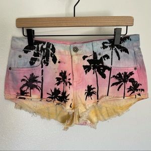 CARMAR SUNSET PALM DENIM SHORTS
